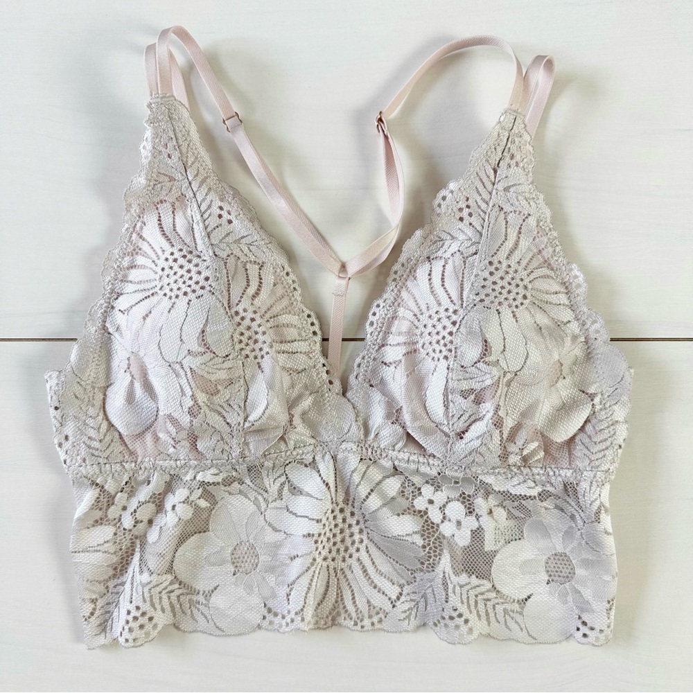 Aerie Floral Lace Pale Pink Small Bralette